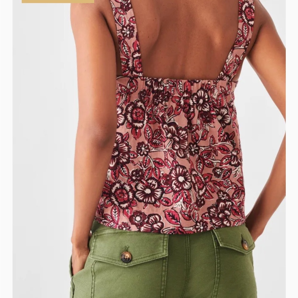 Faherty Pink Floral Square-Neck Tank Top - Picture 2 of 8
